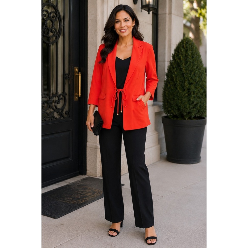New York Clothing Co Tie Front Blazer Jacket XL Career‎ Office Stretch Chic Boho